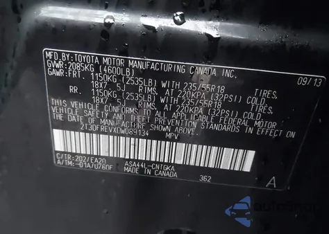 2013 Toyota Rav4 Limited z USA, uszkodzony, nr VIN 2T3DFREVXDW089134